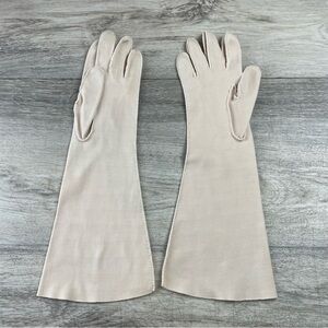 Vintage Crescendoe Leather Tailored Cream Size 7 Ladies Gloves Below Elbow